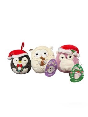 Squishmallow Lot Of 3 Penguin Sophie Lamb Allina Squirrel Christmas Easter